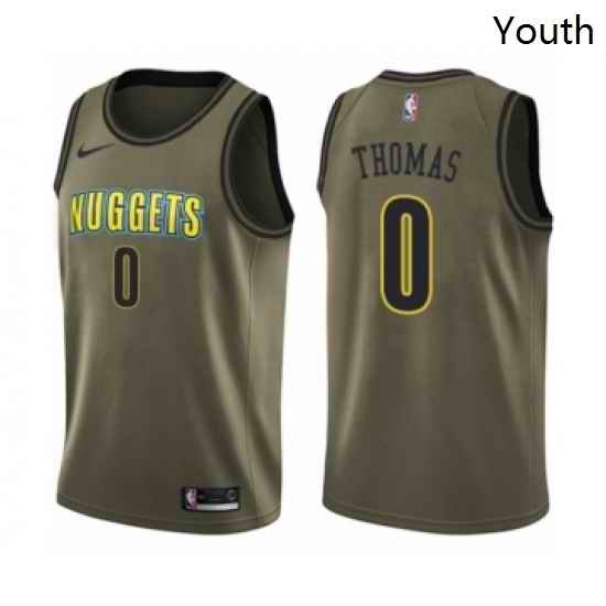 Youth Nike Denver Nuggets 0 Isaiah Thomas Swingman Green Salute to Service NBA Jersey
